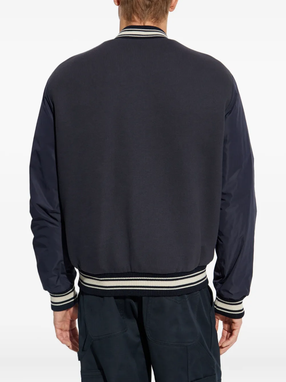 Moncler Gestreept ribgebreid bomberjack Blauw