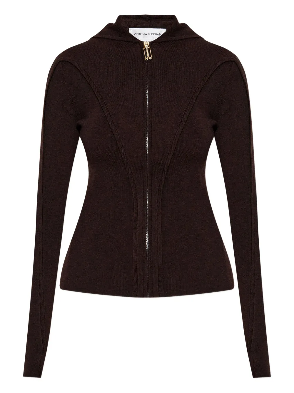 Victoria Beckham Hoodie met rits Bruin