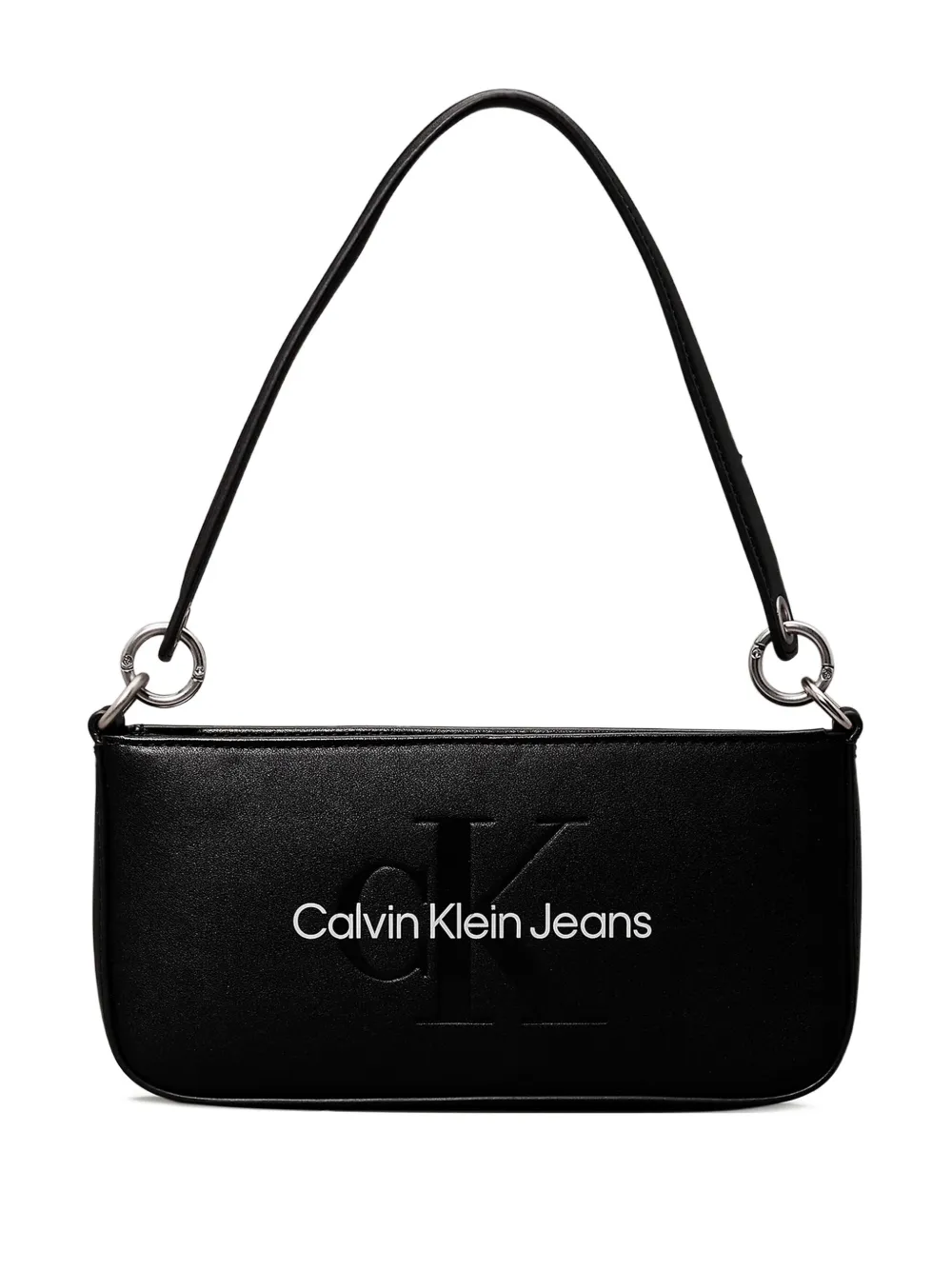 logo-embossed leather shoulder bag
