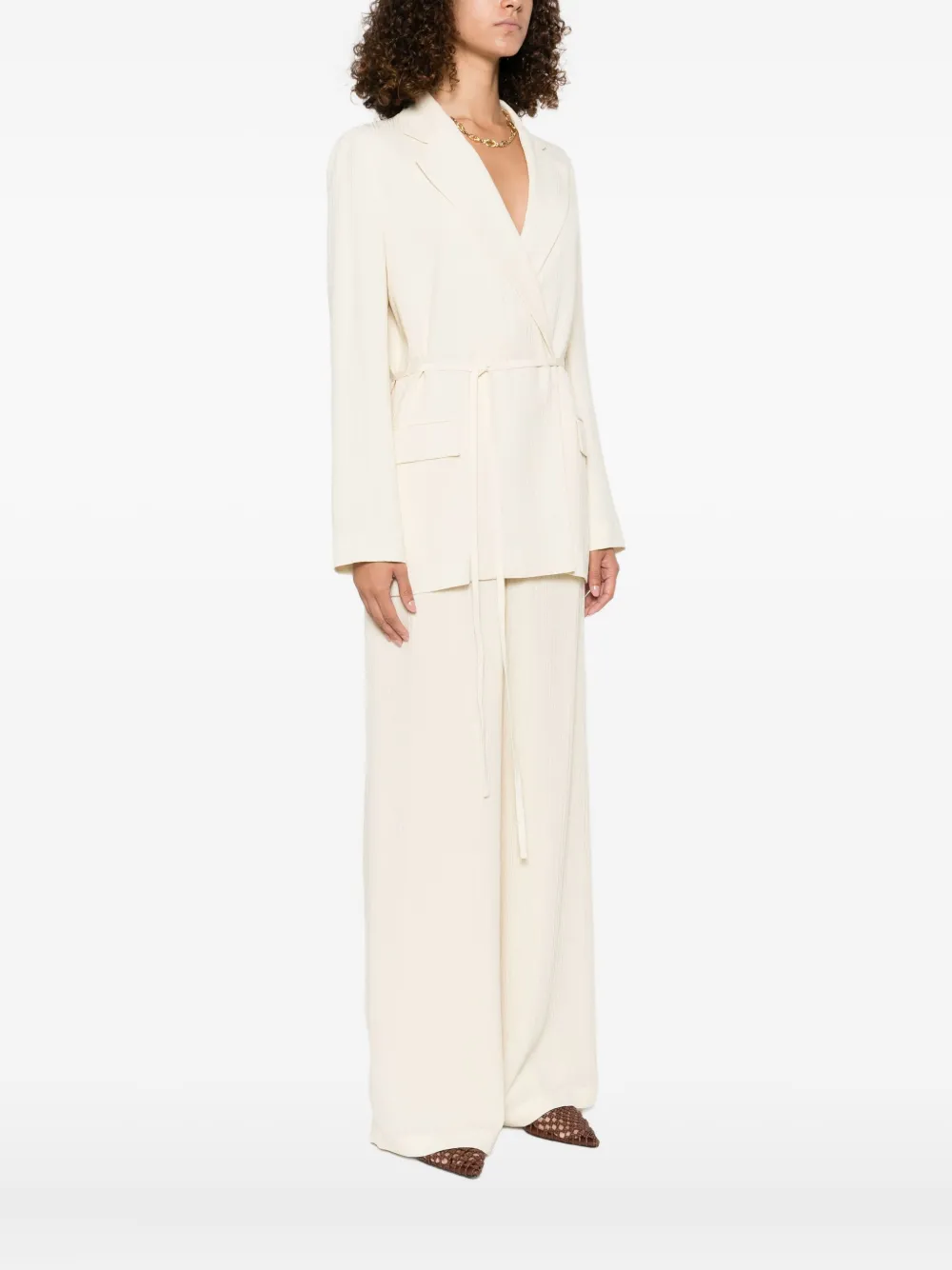 JOSEPH Zijden jack met gestrikte taille Beige