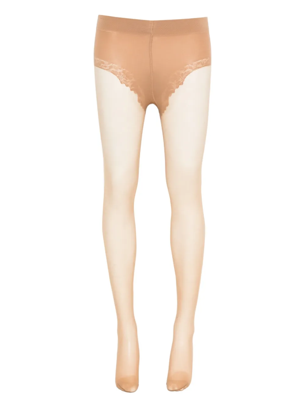 Falke Panty met afwerking van kant Beige