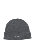 A.P.C. ribbed wool beanie - Grey