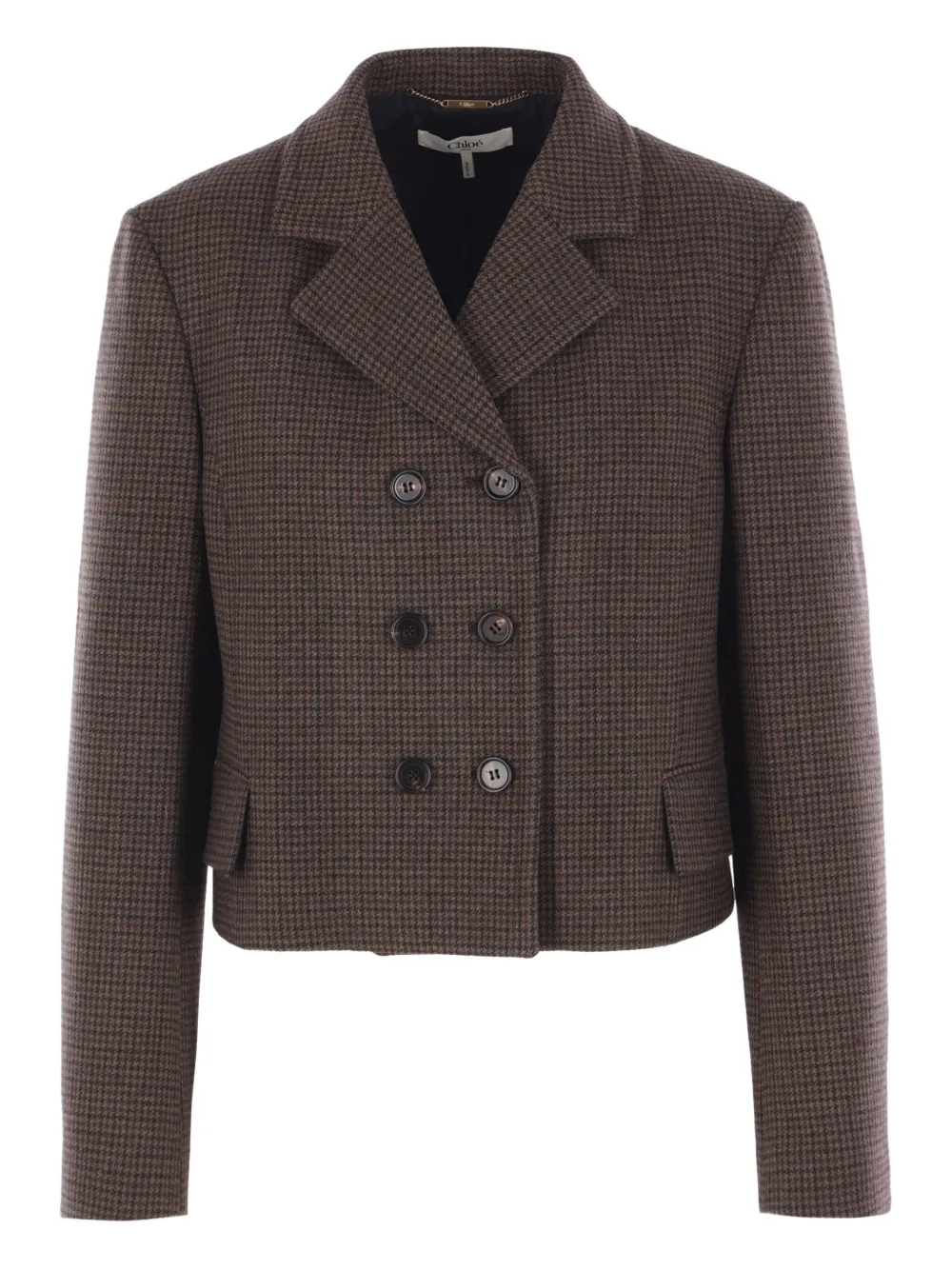 Chloé Houndstooth Double-breasted Jacket In Brown