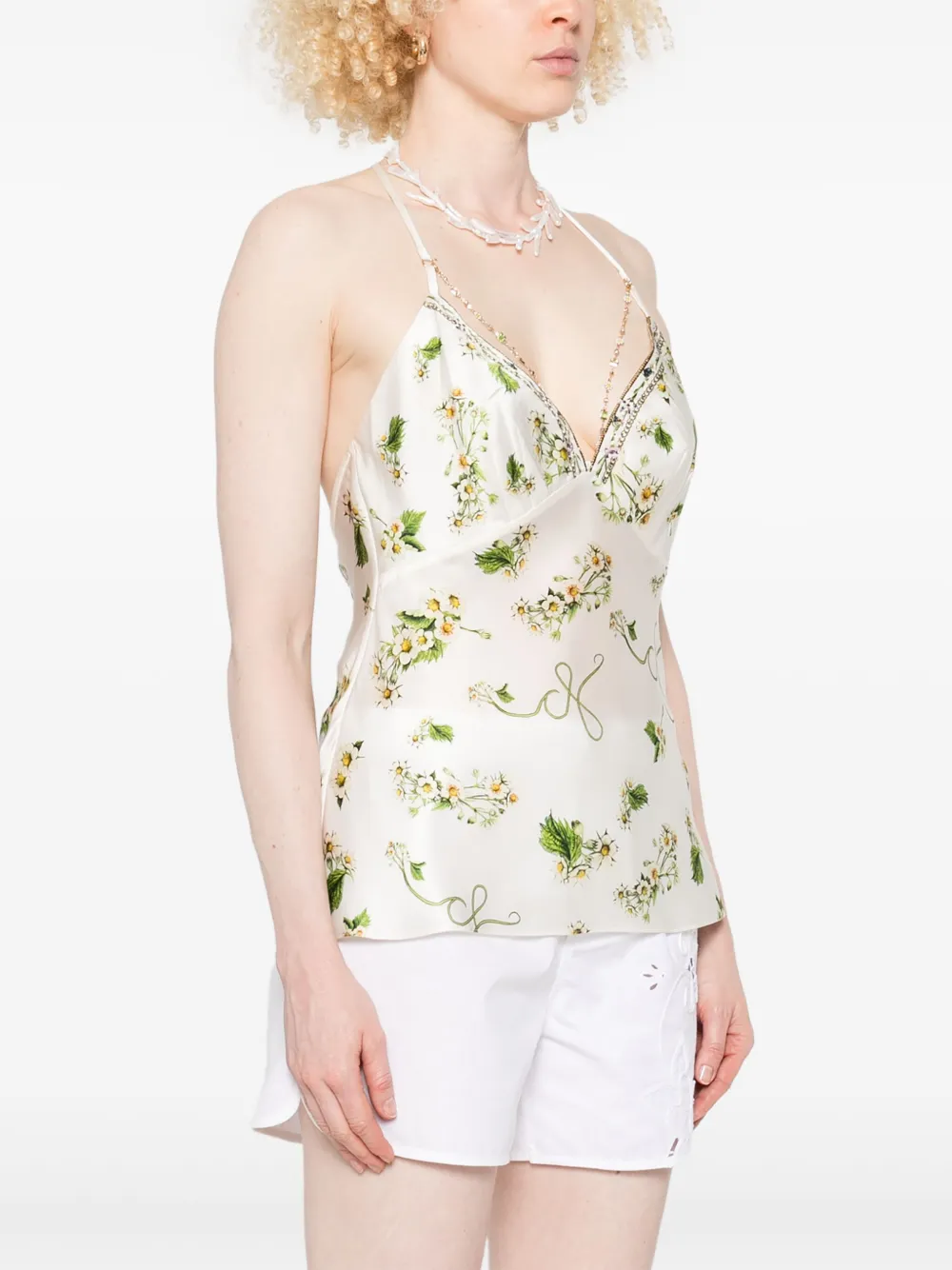 Camilla Top met bloemenprint Wit
