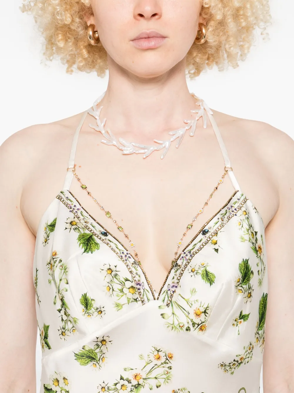 Camilla Top met bloemenprint Wit