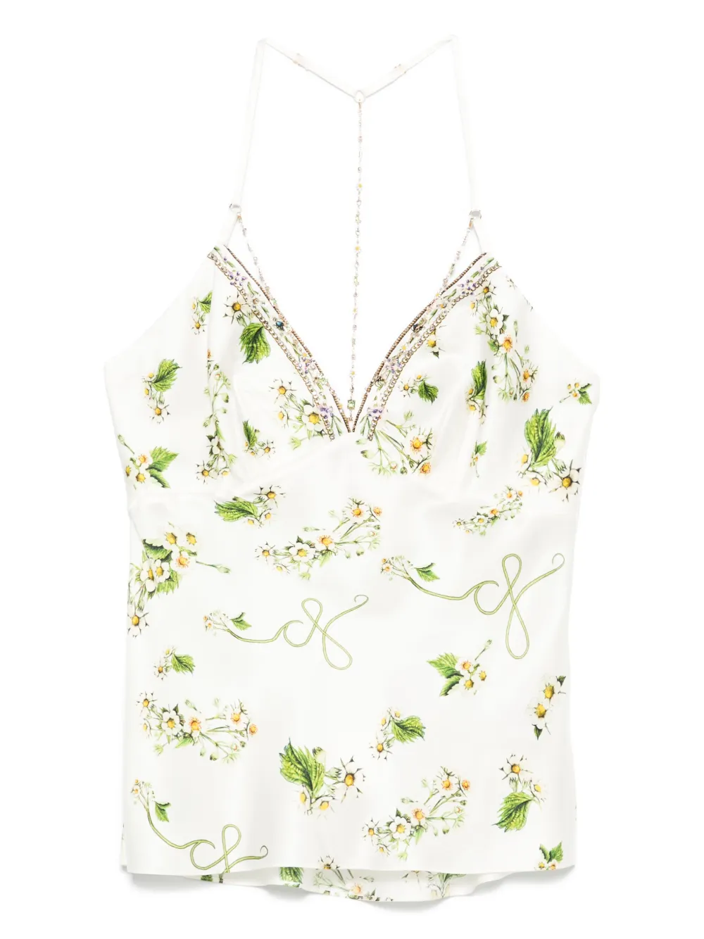 Camilla Top a fiori in seta - Bianco