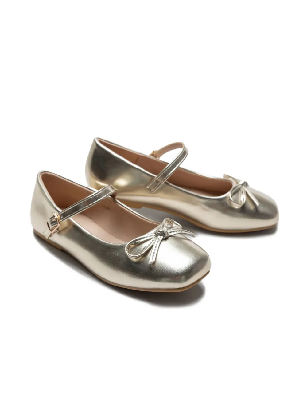 Tulleen Ballerina's met strikdetail en metallic afwerking Goud