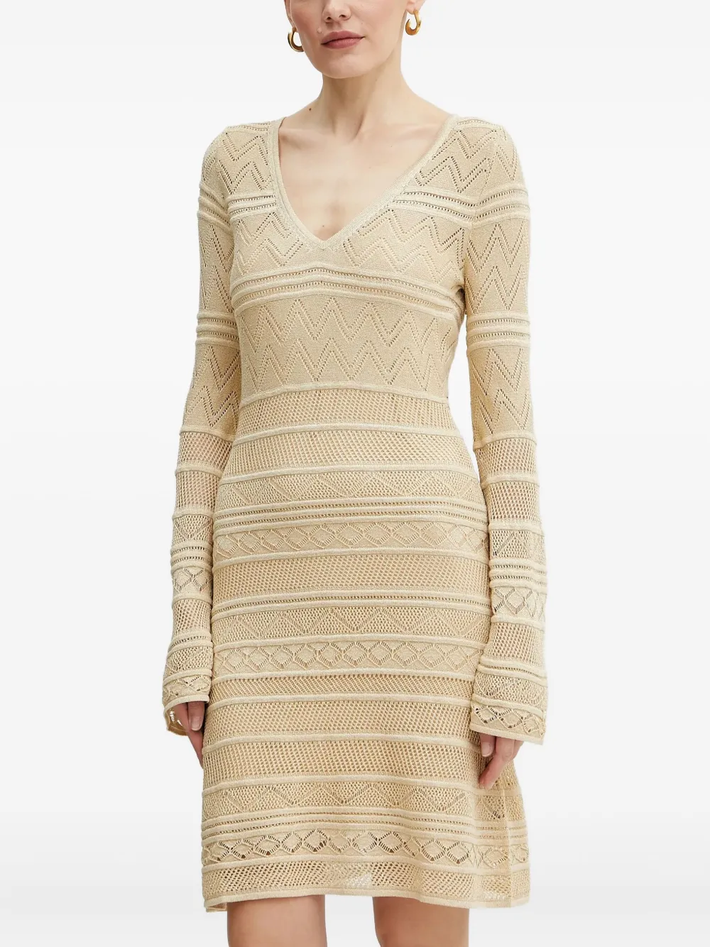 GUESS USA bell-sleeve knit mini dress | Neutrals | Image 1