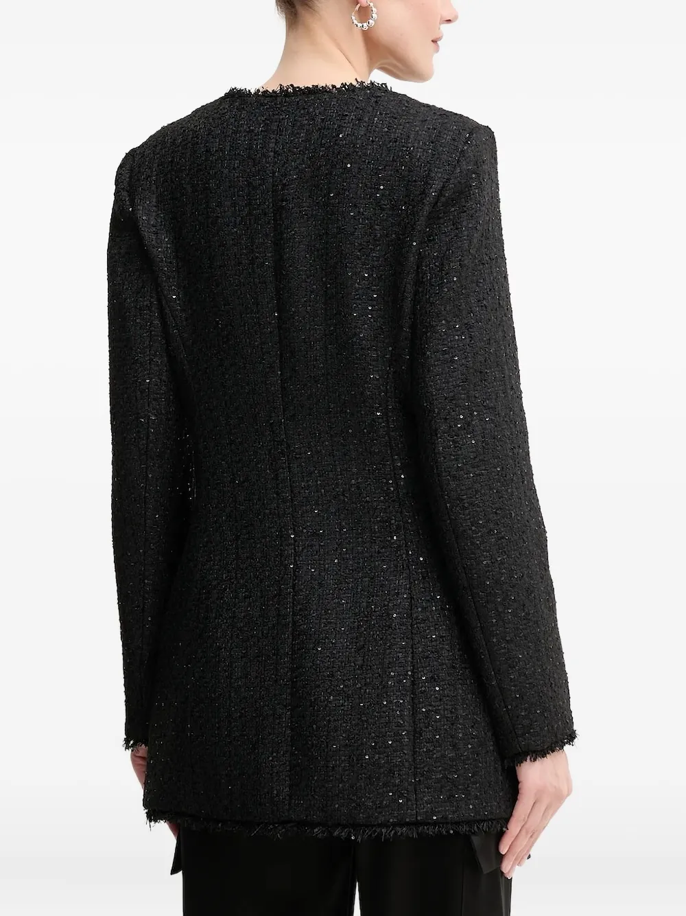 Guess Usa Sequin-embellished Tweed Jacket In Black
