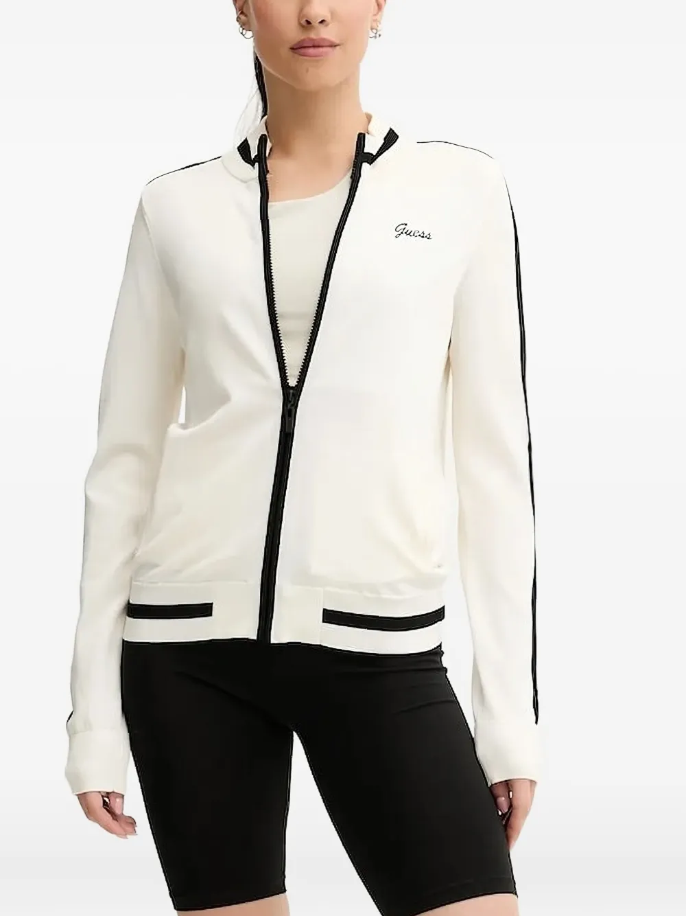 Guess Usa Zip-front Panelled Sweatshirt In Neutral