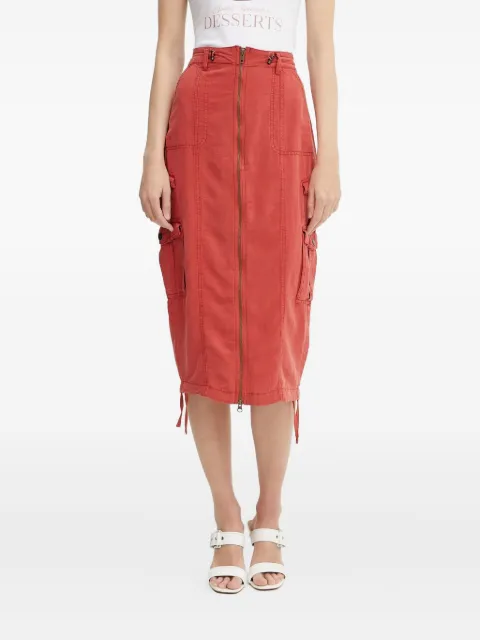 GUESS USA Casey zip-front cargo midi skirt