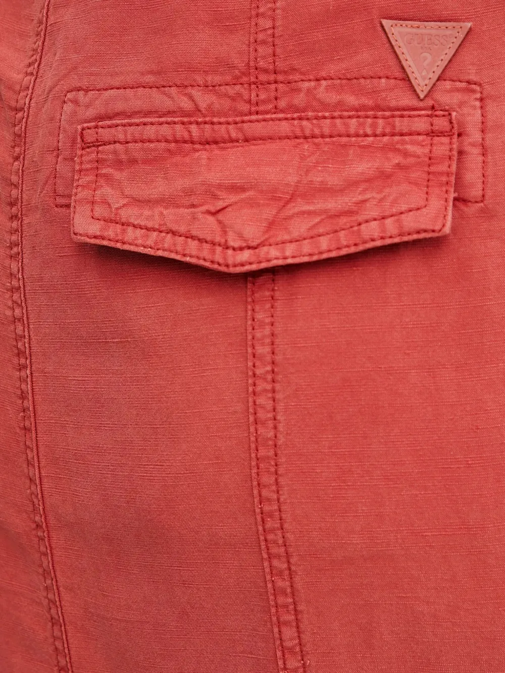 Guess Usa Casey Zip-front Cargo Midi Skirt In Red