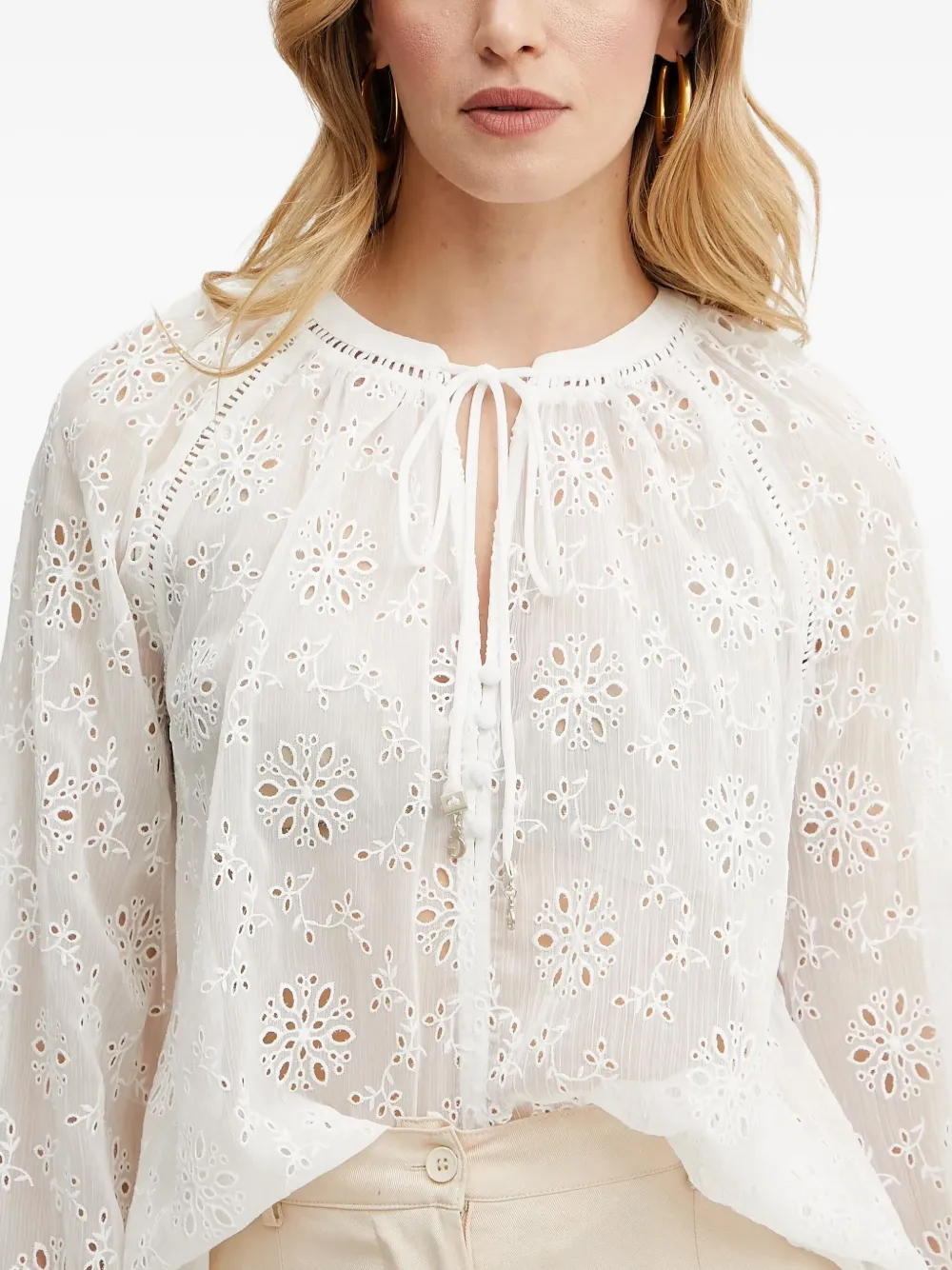 GUESS USA Blouse met geborduurde halsstrik Wit