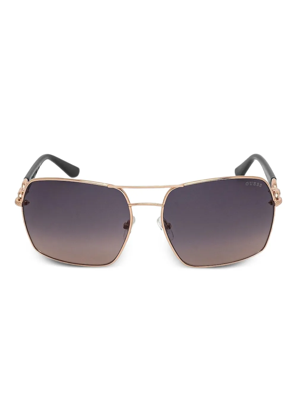 GUESS EYEWEAR Zonnebril met vierkant montuur en schakelketting Zwart