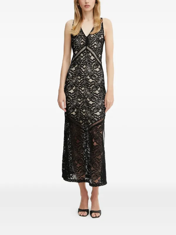 GUESS USA Vestido Midi Con Encaje Negro FARFETCH MX