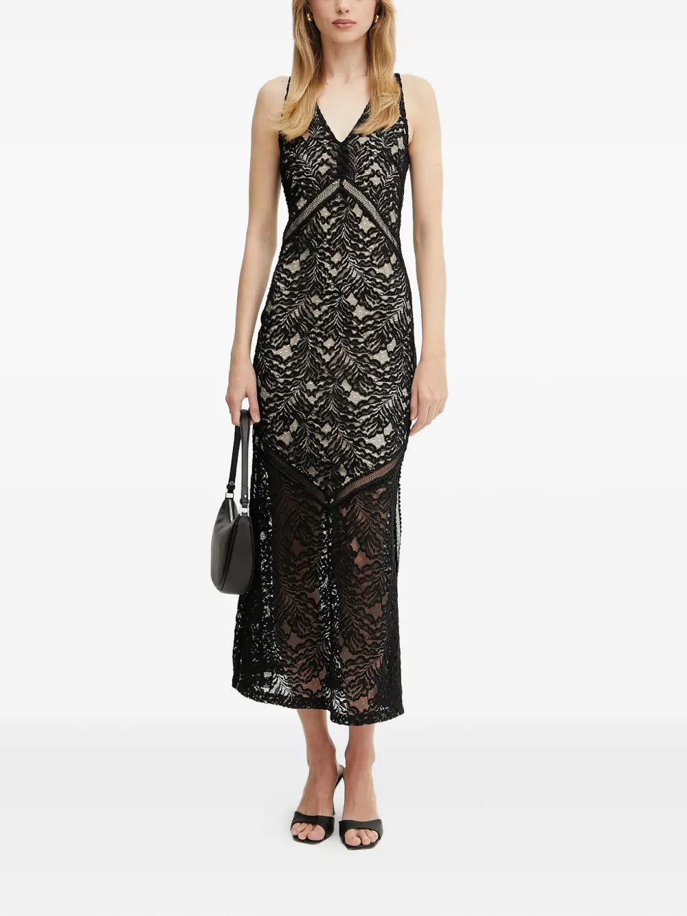 GUESS USA Midi-jurk met kant Zwart