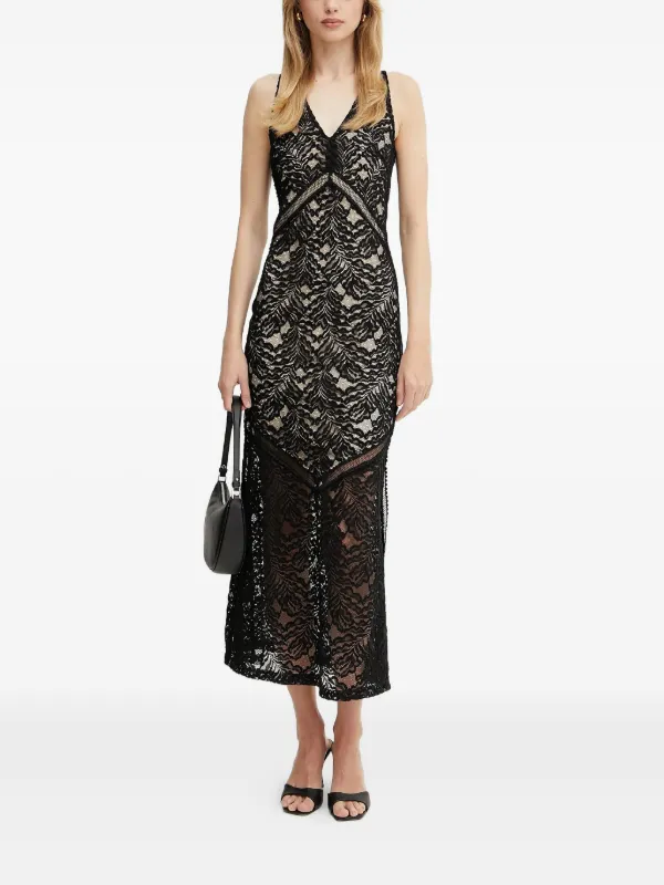 GUESS USA Vestido Midi Con Encaje Negro FARFETCH MX