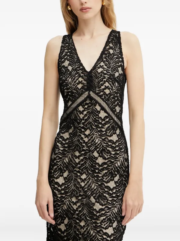 GUESS USA Vestido Midi Con Encaje Negro FARFETCH MX