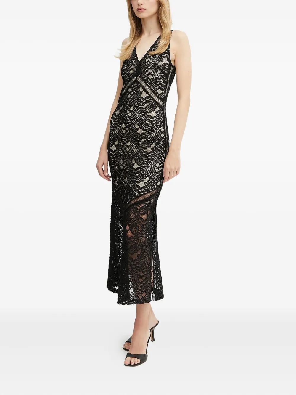 GUESS USA Midi-jurk met kant Zwart
