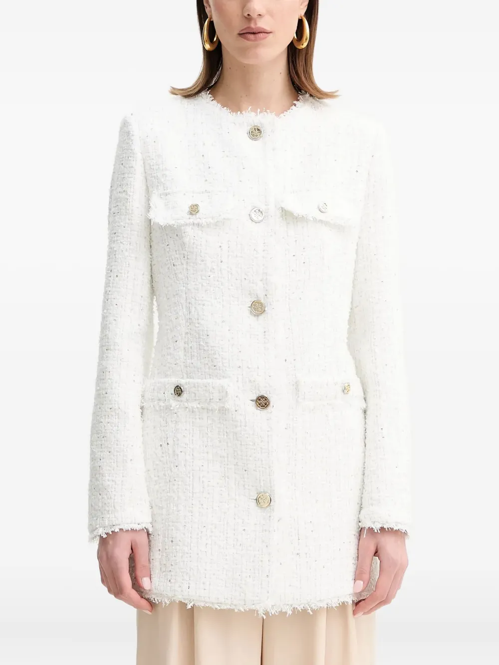 GUESS USA sequin-embellished tweed jacket | White | Image 1