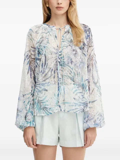 GUESS USA embroidered floral-print blouse