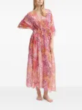 GUESS USA coral-print drawstring kaftan - Pink