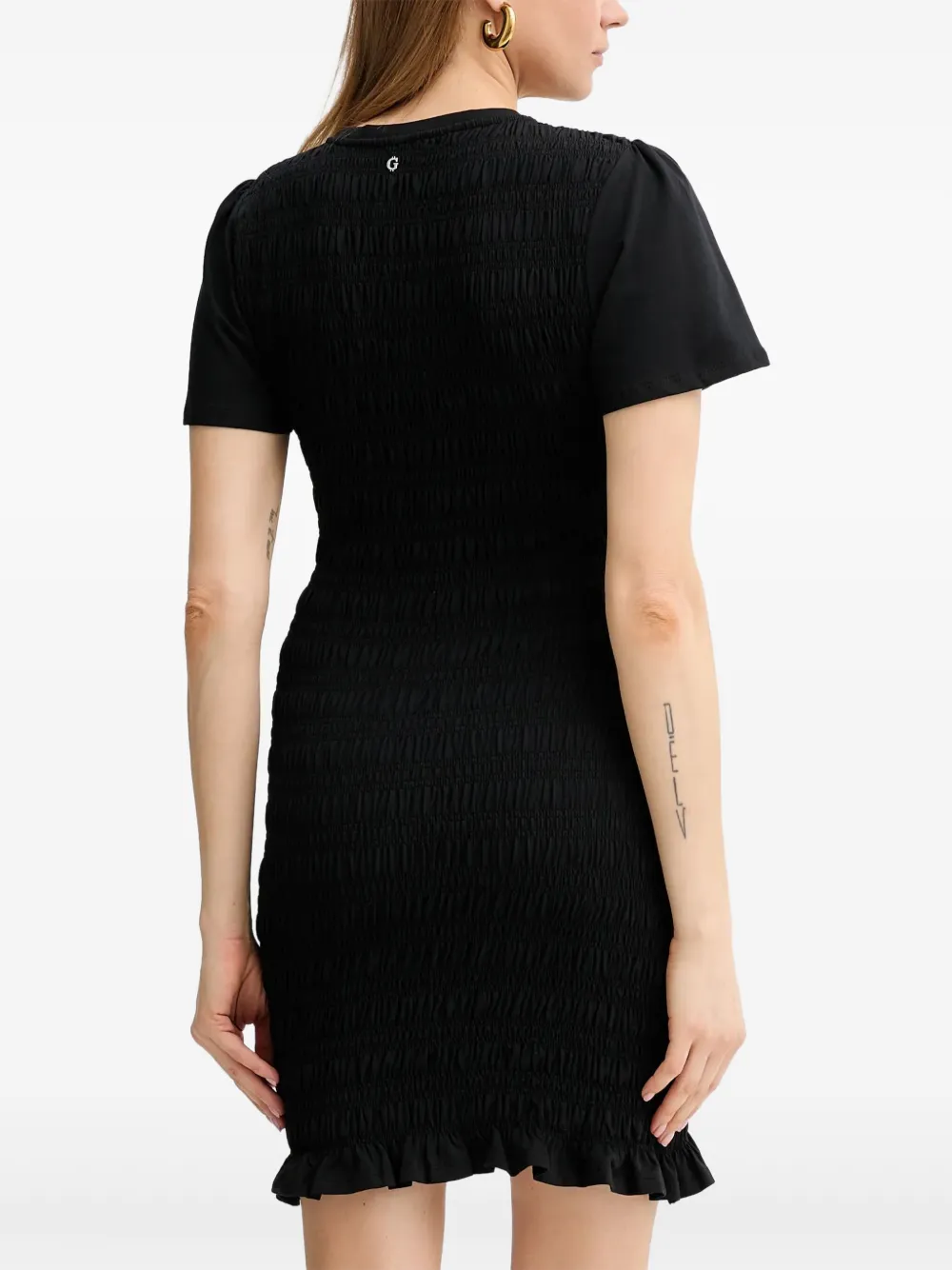 GUESS USA Gesmockte mini-jurk met ruches Zwart