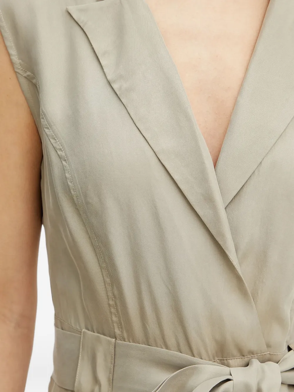 Guess Usa Notched-collar Belted Playsuit In Gray
