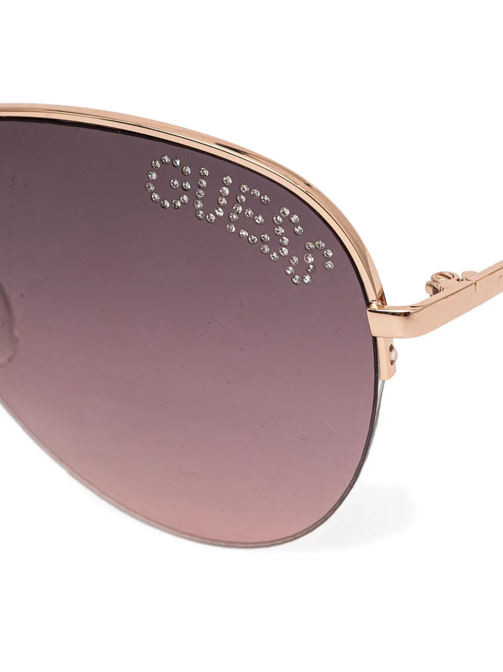 GUESS EYEWEAR Zonnebril verfraaid met piloten montuur en kristallen Goud