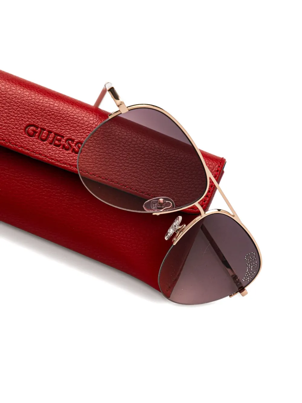 GUESS EYEWEAR Zonnebril verfraaid met piloten montuur en kristallen Goud