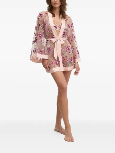 GUESS USA floral-embroidered robe