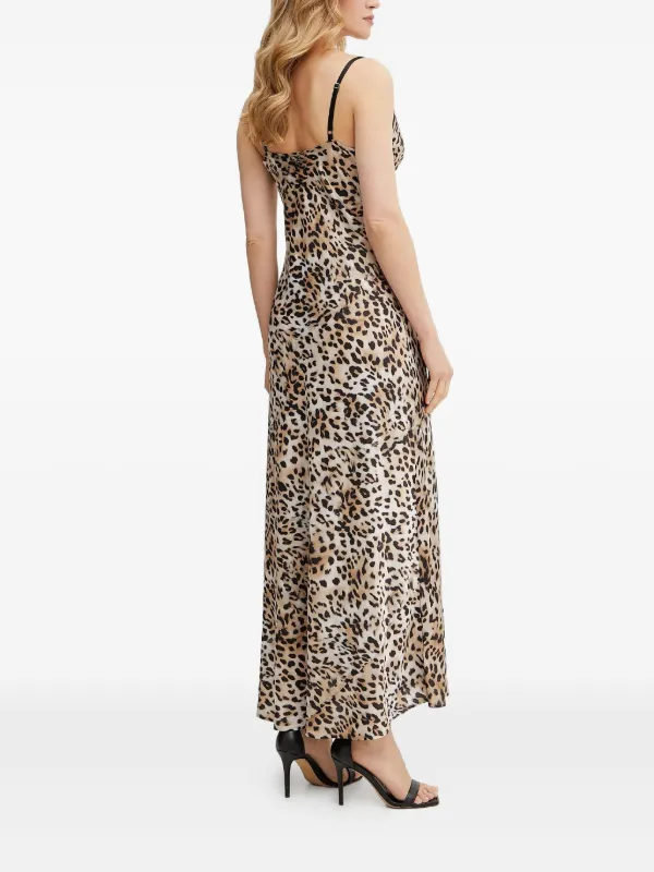 GUESS USA Vestido Largo Con Estampado De Leopardo Neutro