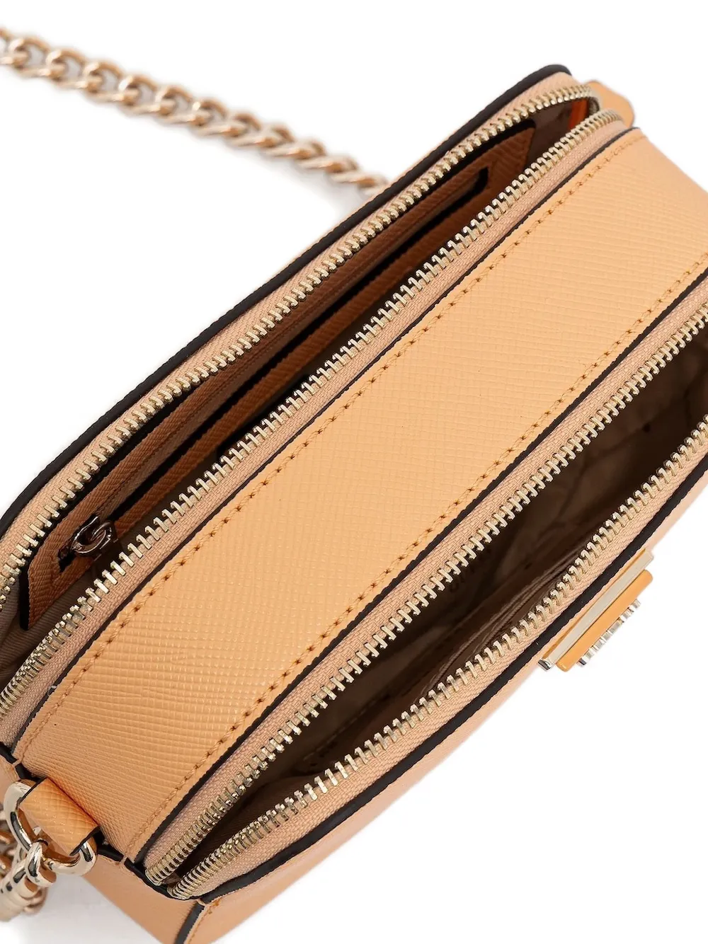GUESS USA Noelle crossbodytas met dubbele rits en ketting Beige