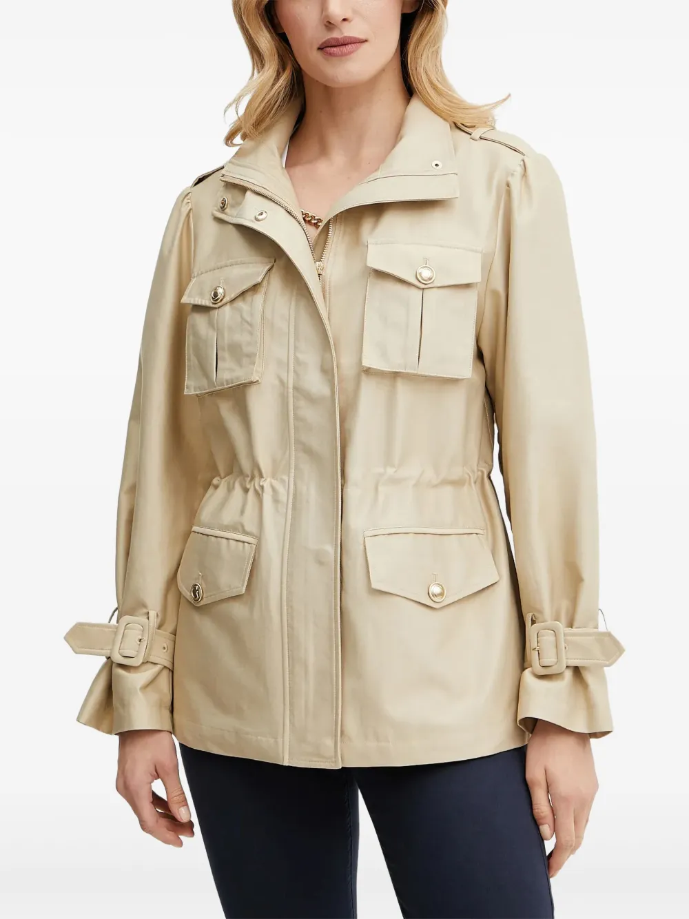 GUESS USA Legerjack met gesmockte taille Beige