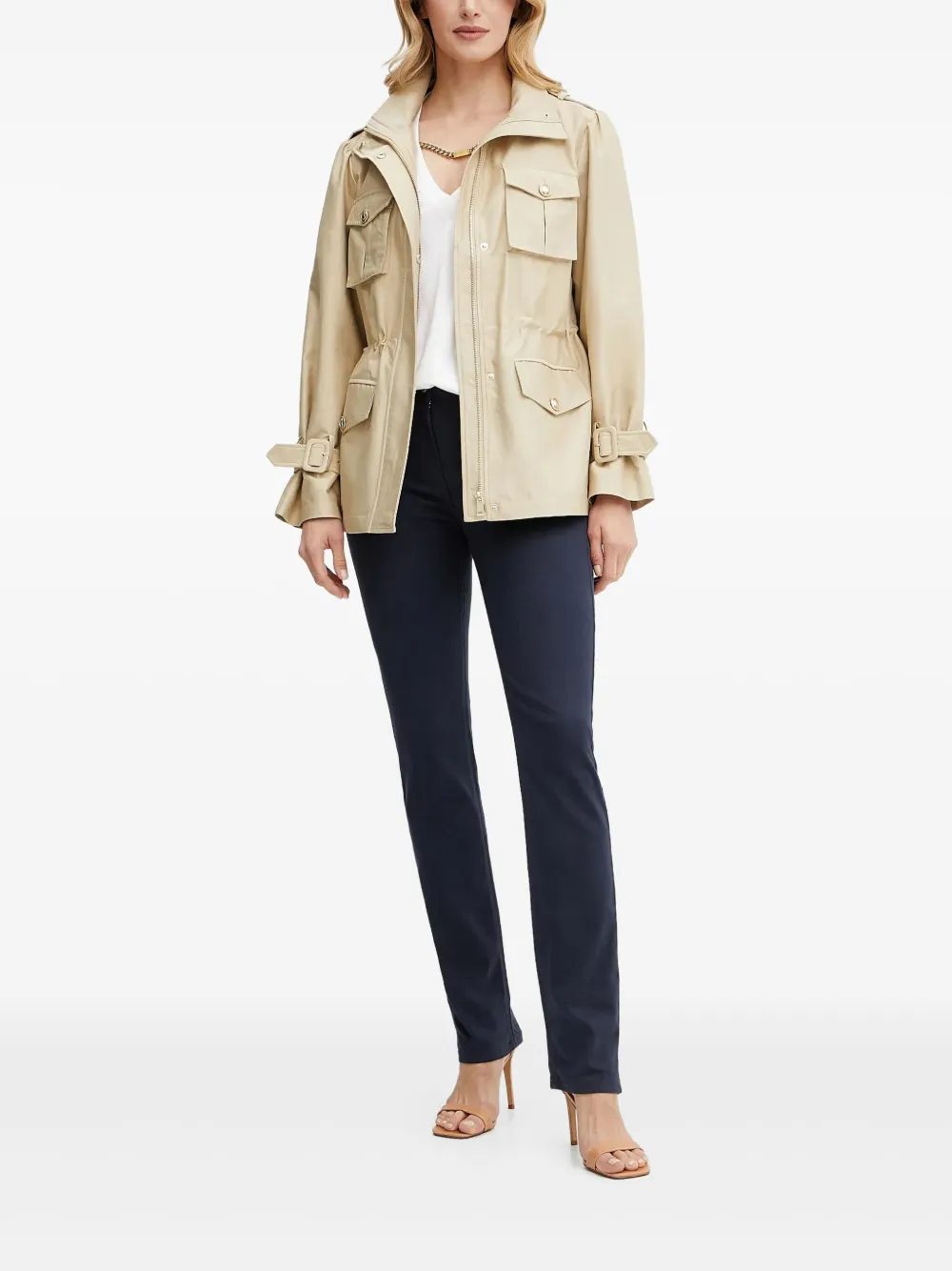 GUESS USA Legerjack met gesmockte taille Beige