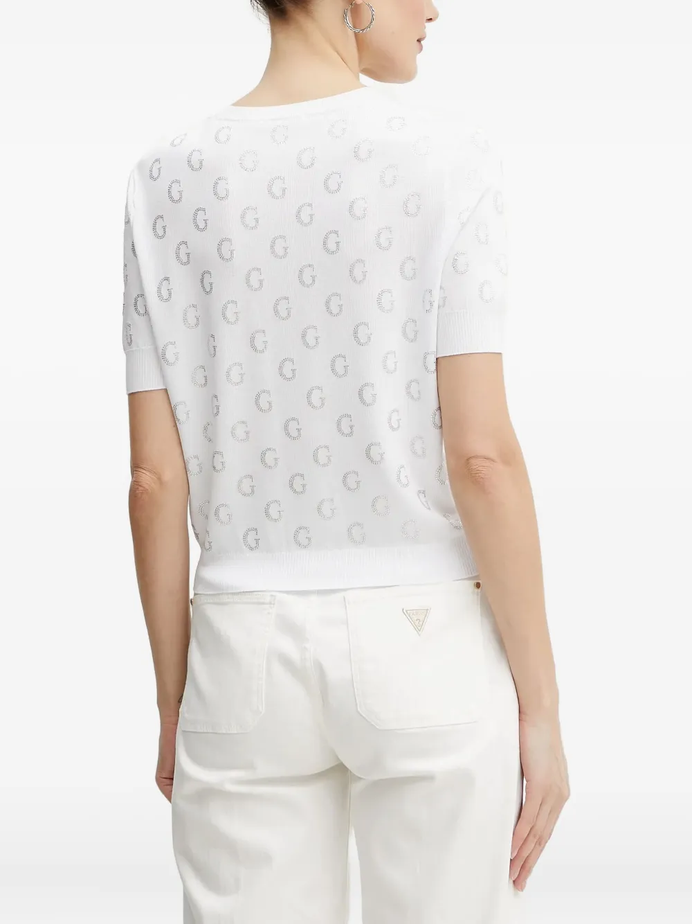 GUESS USA Top met korte mouwen en logo Wit