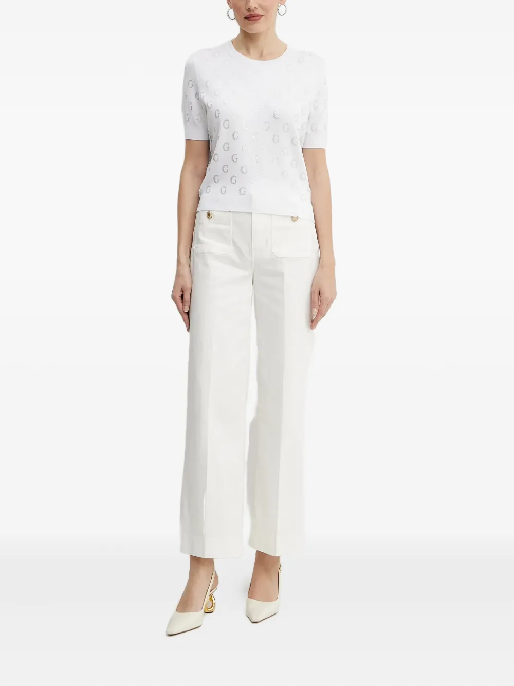 GUESS USA Top met korte mouwen en logo Wit