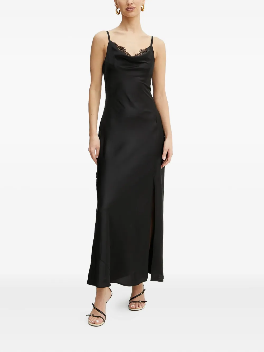 GUESS USA lace-trimmed cowl-neck maxi dress | Black | Image 1