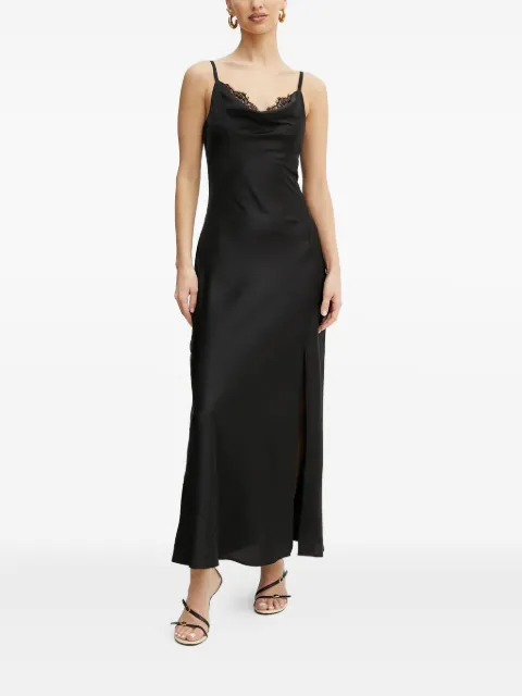 GUESS USA lace-trimmed cowl-neck maxi dress