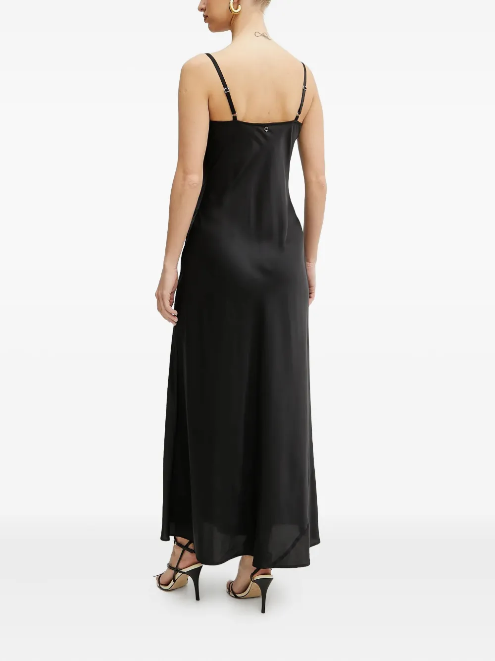 GUESS USA Maxi-jurk met afwerking van kant en col Zwart