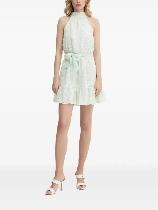 GUESS USA eyelet-embroidered Halterneck Mini Dress | Green | FARFETCH UZ