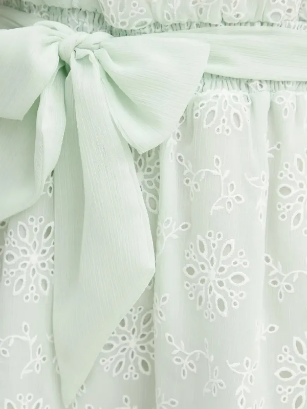 green emerald velvet dress Turquois Lace Flutter Sleeve Dress