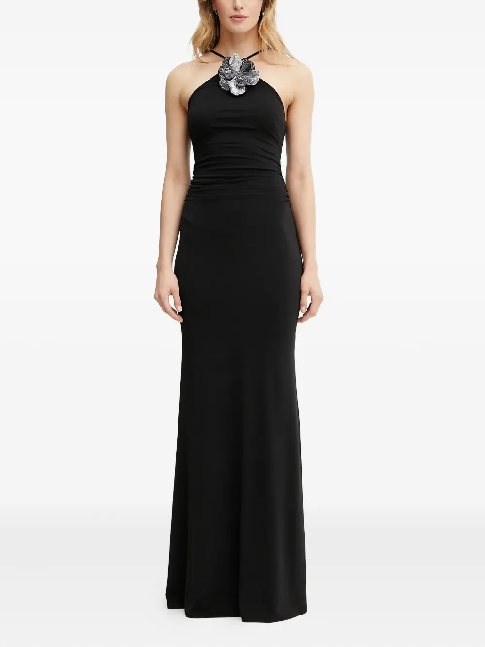 GUESS USA halter-neck flower-embellished maxi dress | Black | Image 1