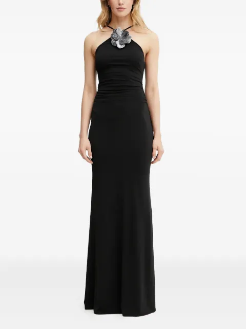 GUESS USA halter-neck flower-embellished maxi dress