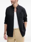 GUESS USA embroidered-pocket linen shirt - Black