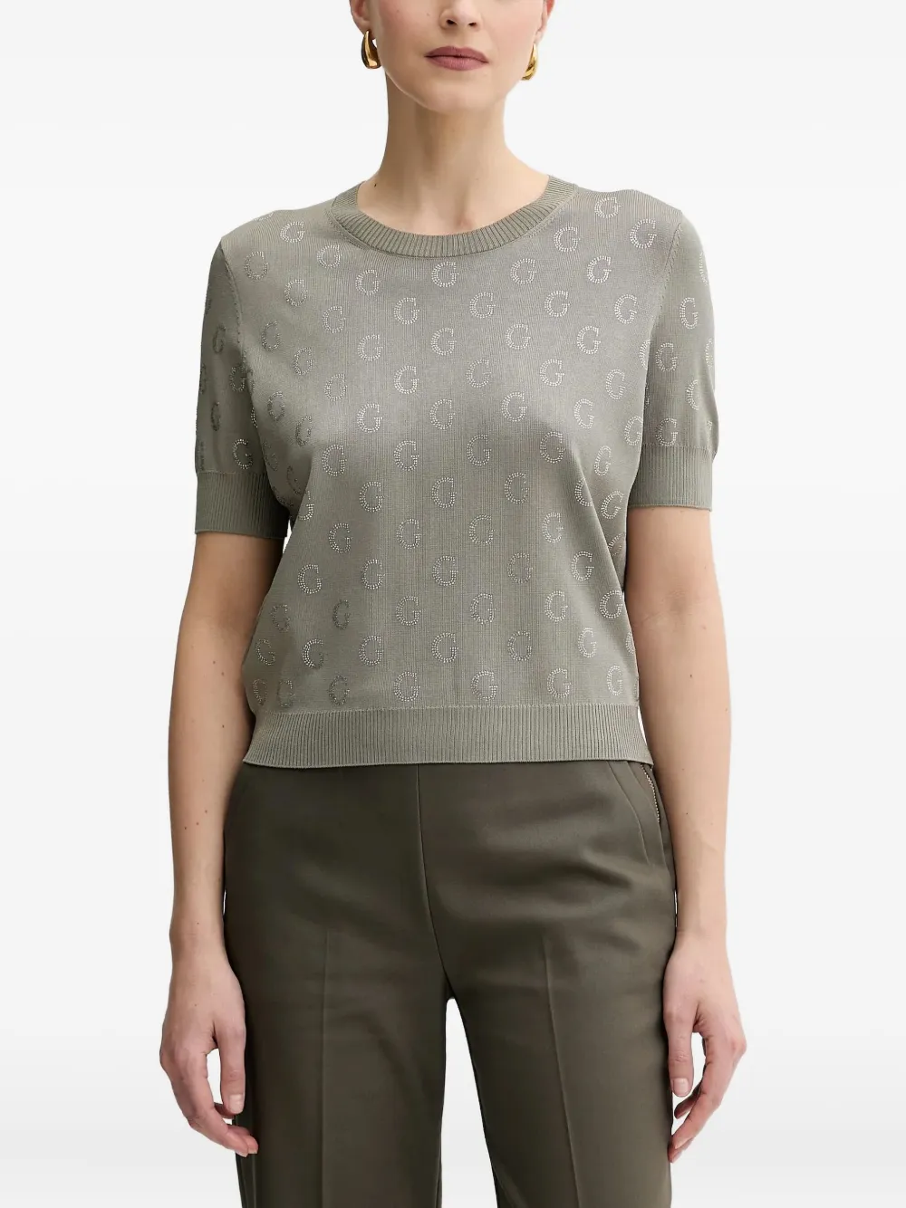 GUESS USA ロゴスタッズ トップ - グレー GUESS USA ロゴスタッズ トップ - グレー