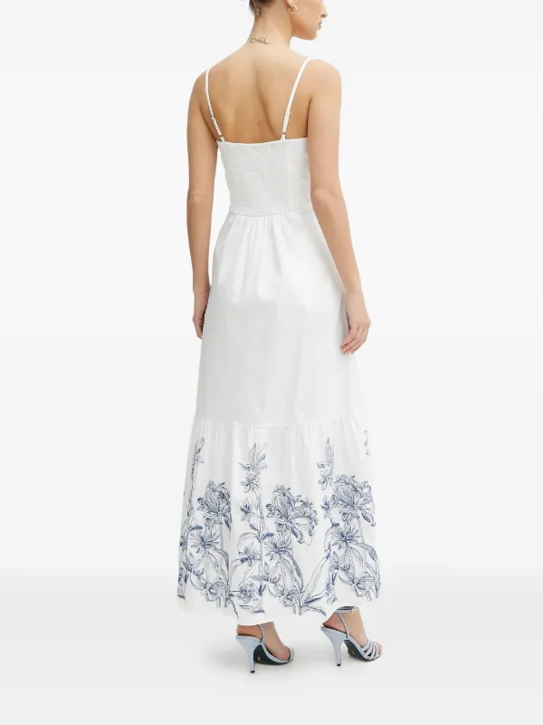 GUESS USA Vestido Largo Con Estampado Floral Blanco FARFETCH ES