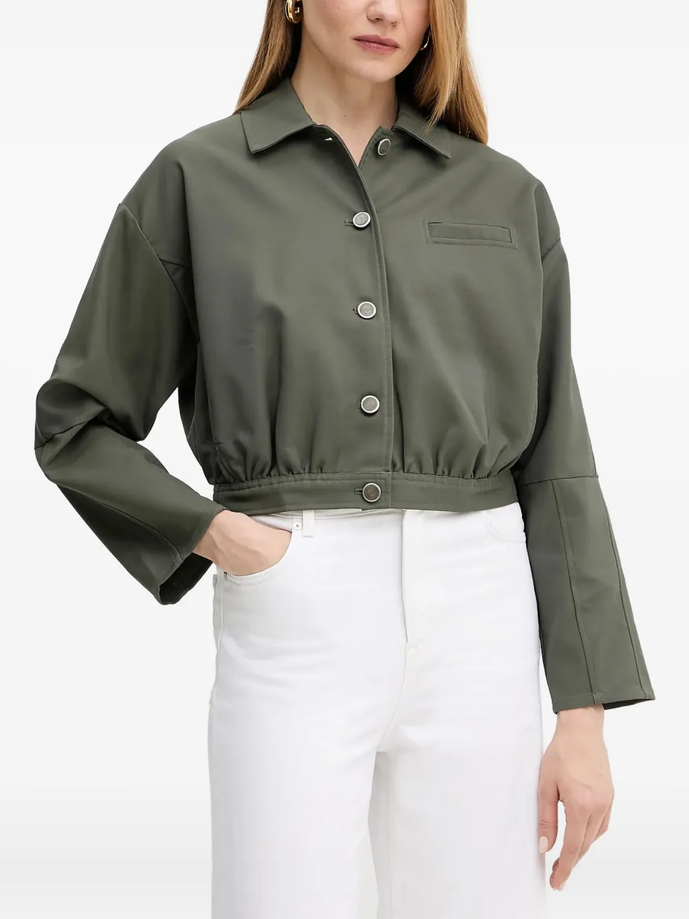 GUESS USA Gekreukt jack met knoopsluiting Groen