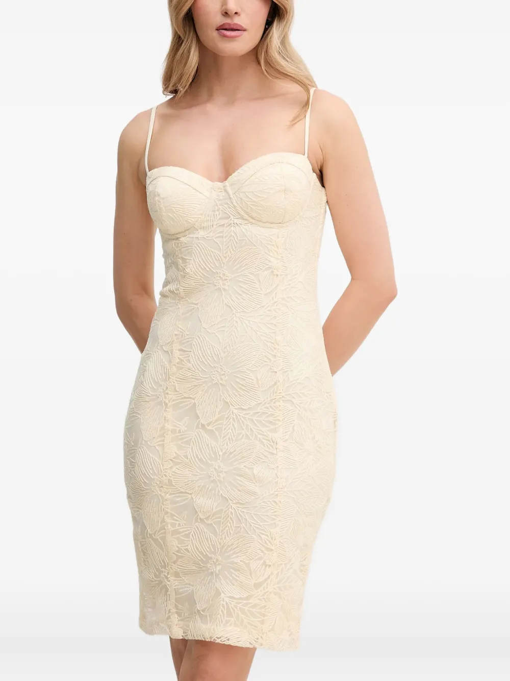 GUESS USA lace-up floral dress | Neutrals | Image 1