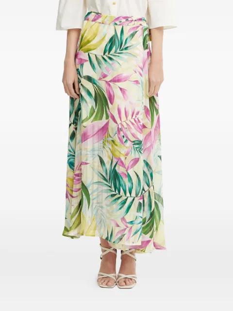 GUESS USA tropical-print wrap maxi skirt